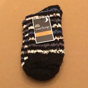 New West Loop Women’s Cozy Socks - Black, White, Grey, Pink, & Blue Stripe